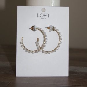 LOFT brand Pearl Hoop Earrings